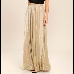 Lulus - Gold Maxi Skirt